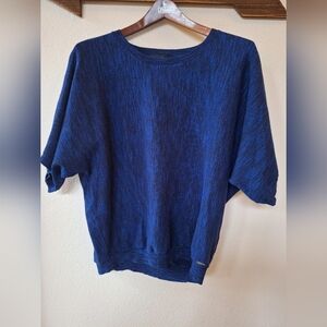 DKNY Womens Blue/Black Dolman Sleeve Lightweight Sweater Size M